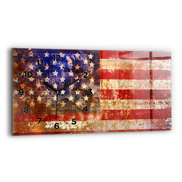 Horloge murale horizontale Drapeau américain vintage