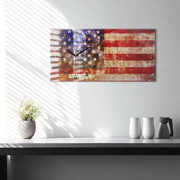 Horloge murale horizontale Drapeau américain vintage