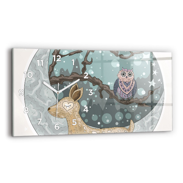 Horloge murale horizontale Animaux nocturnes Lune