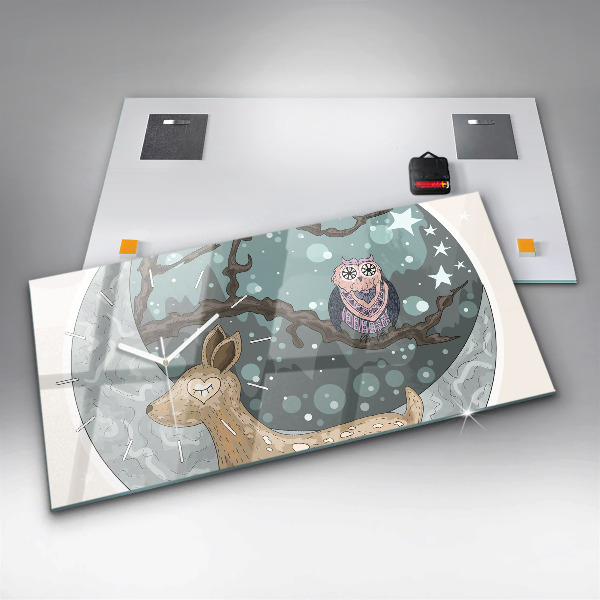 Horloge murale horizontale Animaux nocturnes Lune