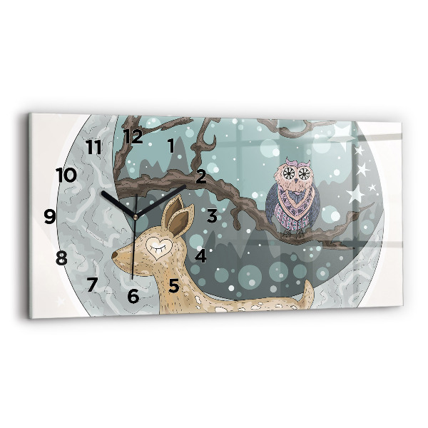 Horloge murale horizontale Animaux nocturnes Lune