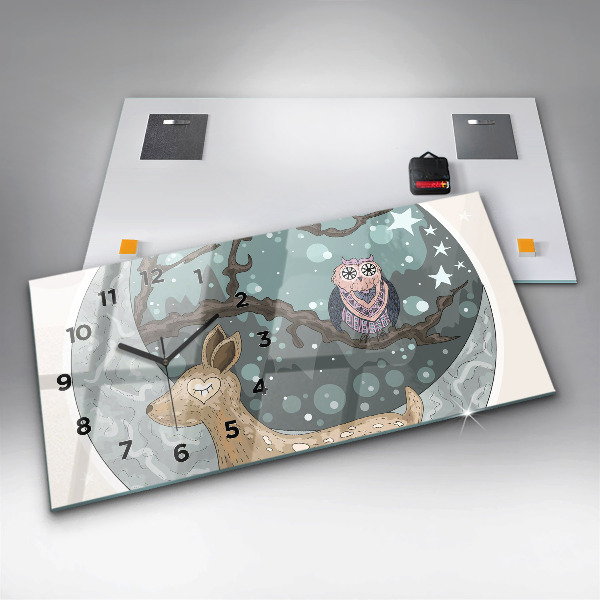 Horloge murale horizontale Animaux nocturnes Lune