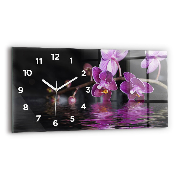 Horloge rectangulaire horizontale 'Fleur d''orchidée sur l''eau'