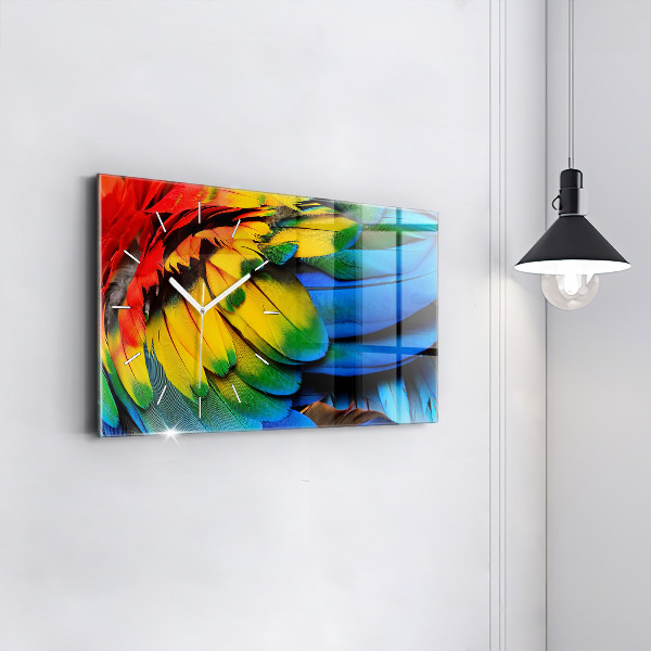 Horloge murale horizontale Ara aux ailes colorées