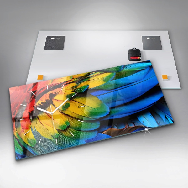 Horloge murale horizontale Ara aux ailes colorées