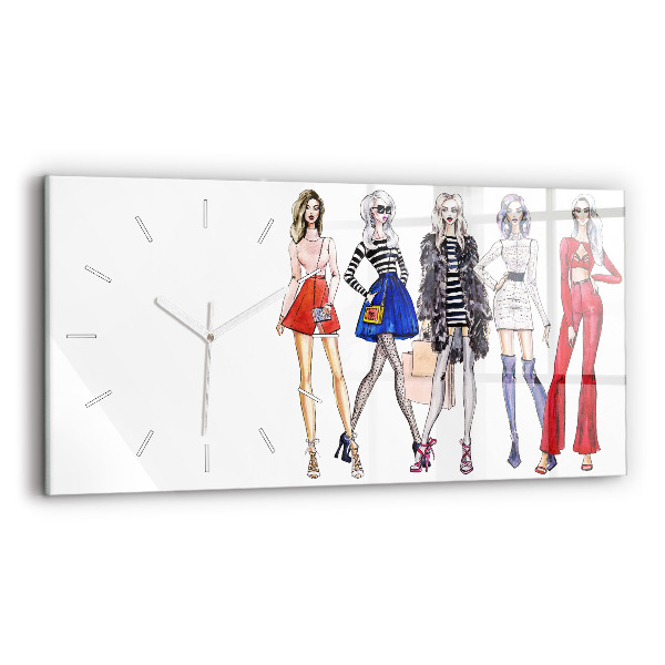 Horloge murale horizontale Filles à la mode