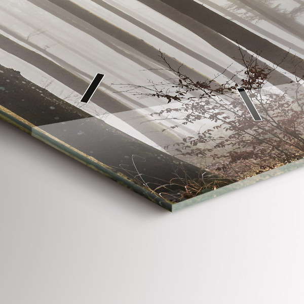 Horloge murale horizontale Forêt dans le brouillard