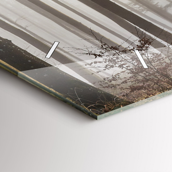 Horloge murale horizontale Forêt dans le brouillard