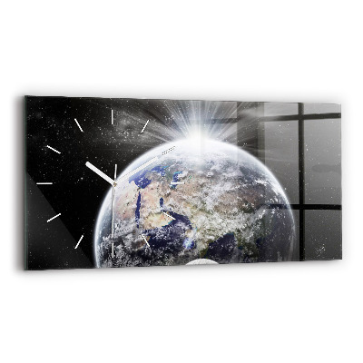 Horloge rectangulaire horizontale Terre Lune Soleil