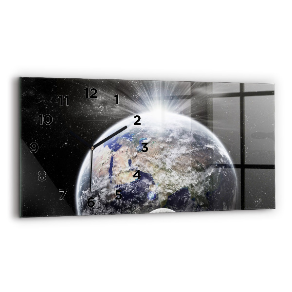 Horloge rectangulaire horizontale Terre Lune Soleil