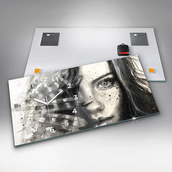 Horloge murale horizontale Portrait peint