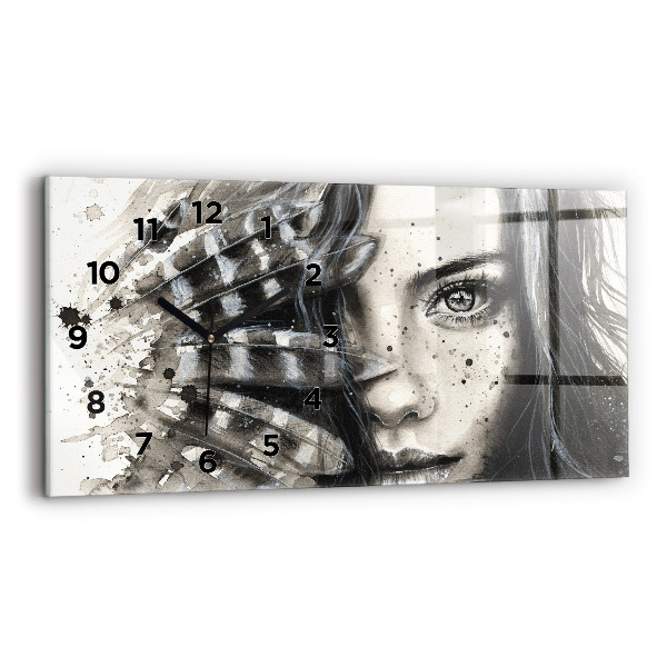 Horloge murale horizontale Portrait peint