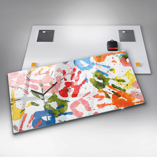 Horloge murale horizontale 'Empreintes de mains d''enfants'