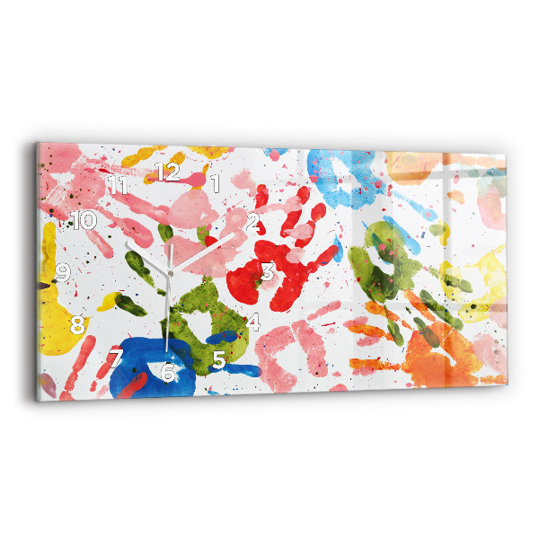 Horloge murale horizontale 'Empreintes de mains d''enfants'
