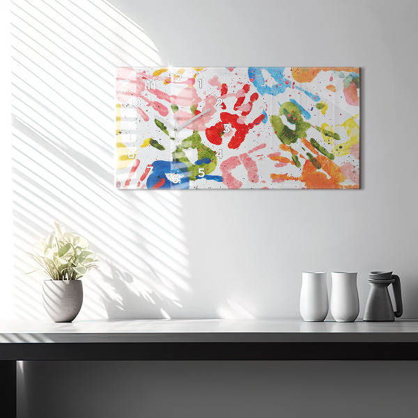 Horloge murale horizontale 'Empreintes de mains d''enfants'