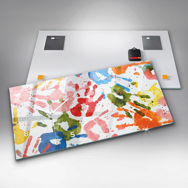 Horloge murale horizontale 'Empreintes de mains d''enfants'