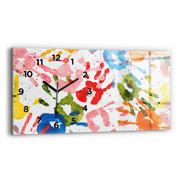 Horloge murale horizontale 'Empreintes de mains d''enfants'