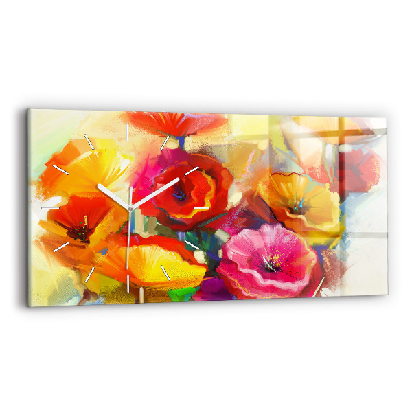 Horloge murale horizontale Coquelicots colorés