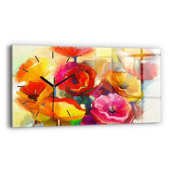 Horloge murale horizontale Coquelicots colorés