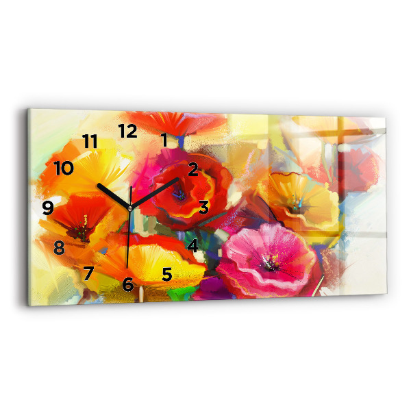 Horloge murale horizontale Coquelicots colorés