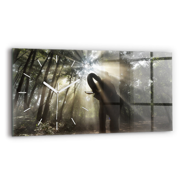 Horloge murale horizontale Éléphant dans la jungle