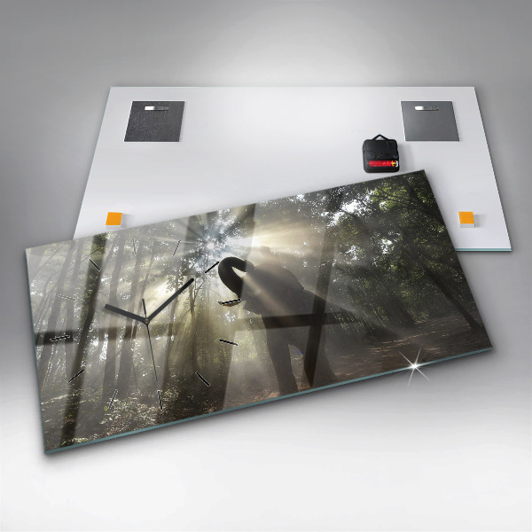 Horloge murale horizontale Éléphant dans la jungle