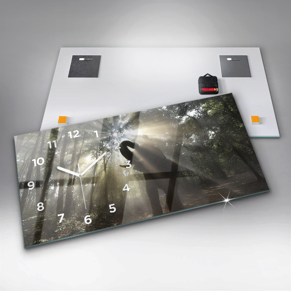 Horloge murale horizontale Éléphant dans la jungle