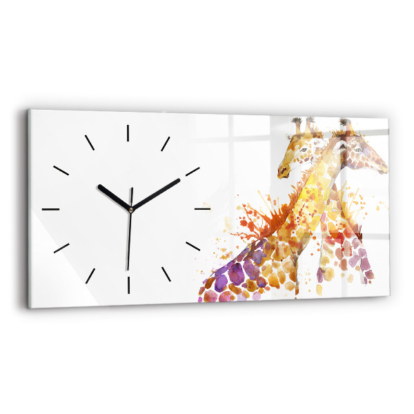 Horloge murale horizontale Girafe aquarelle