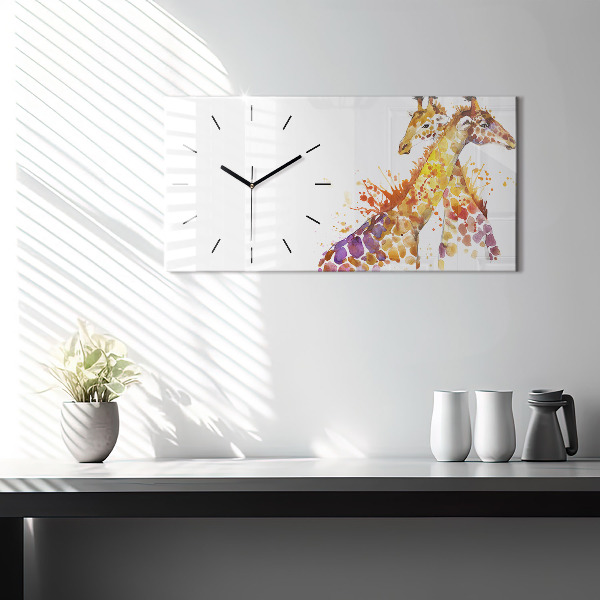 Horloge murale horizontale Girafe aquarelle