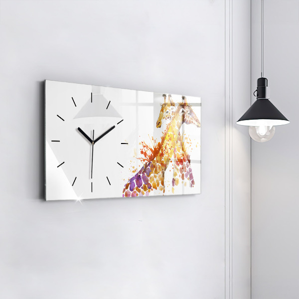 Horloge murale horizontale Girafe aquarelle