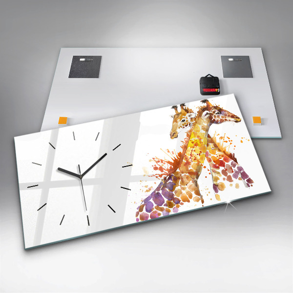Horloge murale horizontale Girafe aquarelle