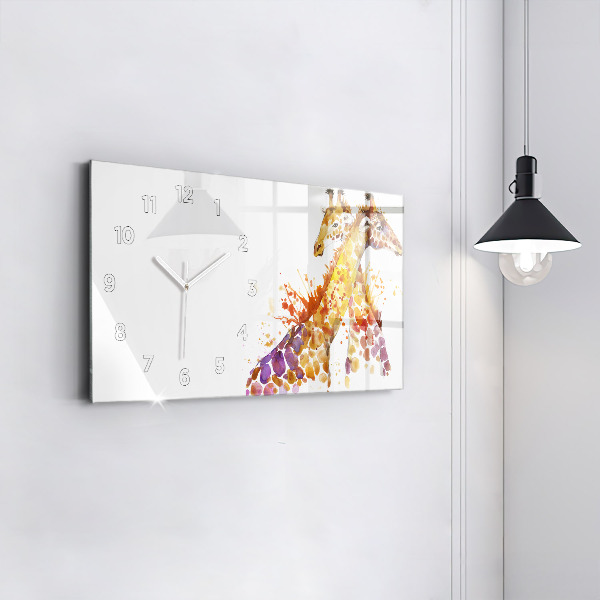 Horloge murale horizontale Girafe aquarelle