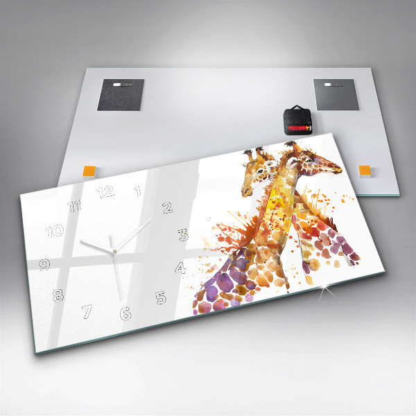 Horloge murale horizontale Girafe aquarelle