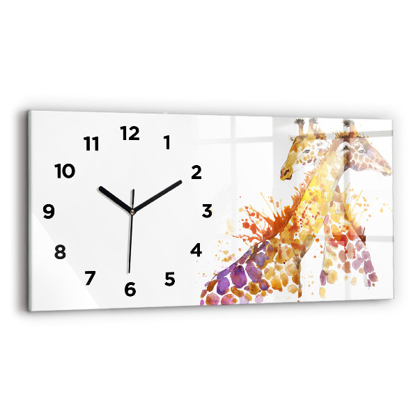 Horloge murale horizontale Girafe aquarelle