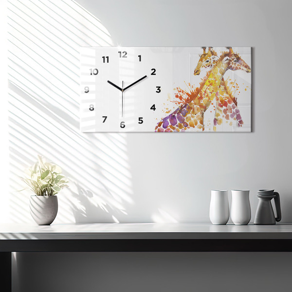 Horloge murale horizontale Girafe aquarelle