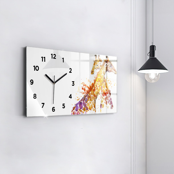 Horloge murale horizontale Girafe aquarelle