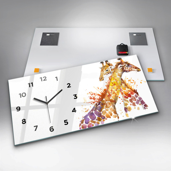 Horloge murale horizontale Girafe aquarelle