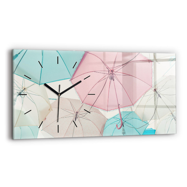 Horloge murale horizontale Parapluies pastel