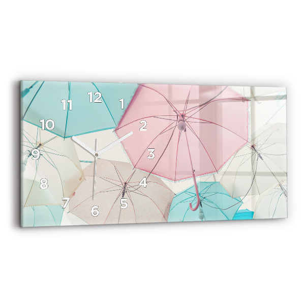 Horloge murale horizontale Parapluies pastel