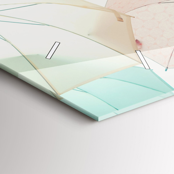 Horloge murale horizontale Parapluies pastel