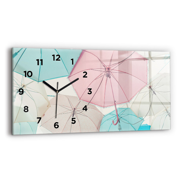 Horloge murale horizontale Parapluies pastel