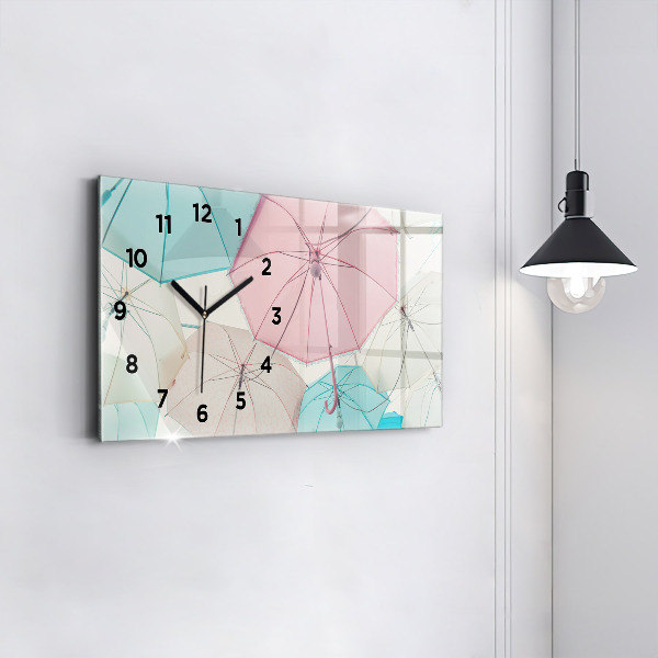 Horloge murale horizontale Parapluies pastel