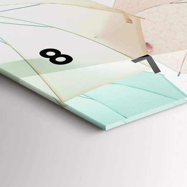 Horloge murale horizontale Parapluies pastel