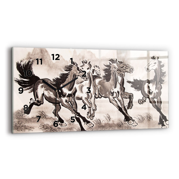 Horloge murale horizontale Chevaux au galop