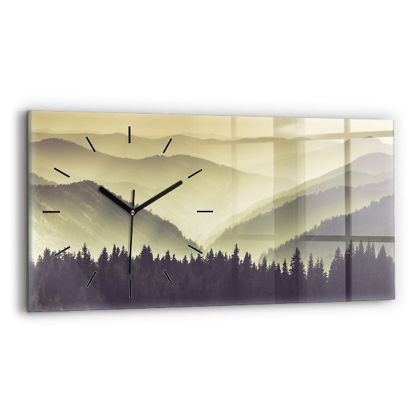 Horloge murale horizontale Pentes des montagnes brumeuses