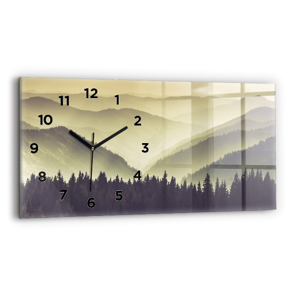 Horloge murale horizontale Pentes des montagnes brumeuses