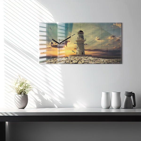 Horloge murale horizontale Phare sur la mer