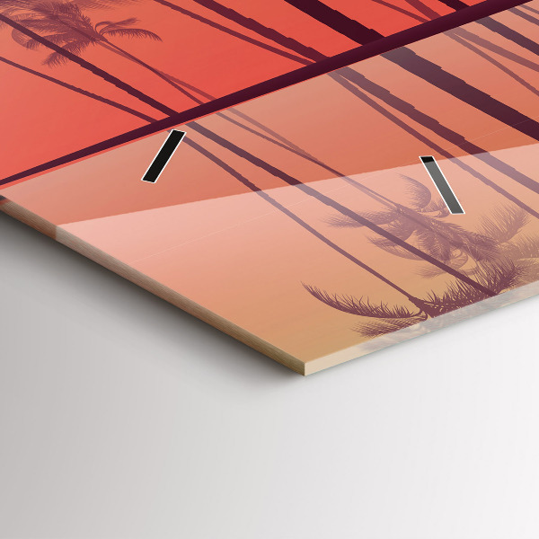 Horloge murale horizontale Palmiers tropicaux