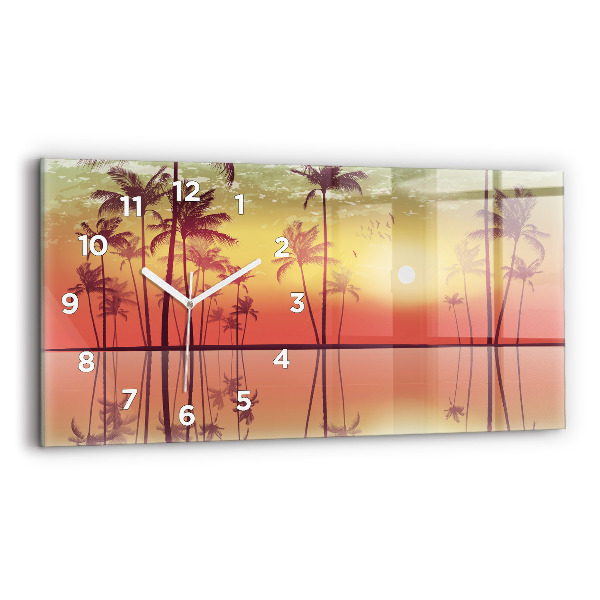 Horloge murale horizontale Palmiers tropicaux