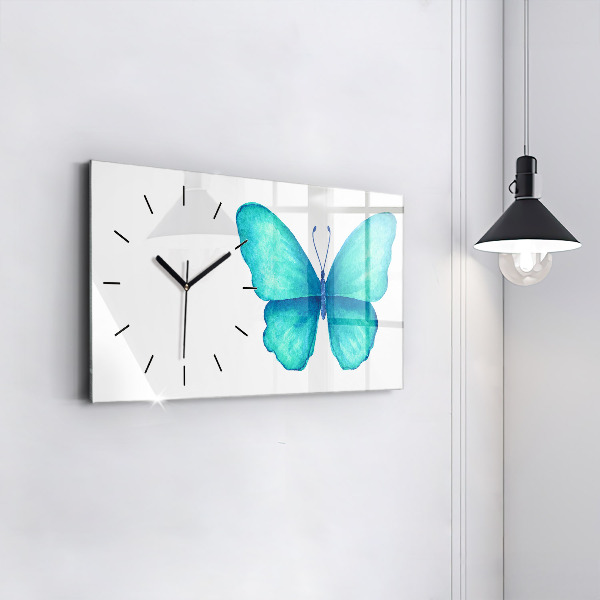 Horloge murale horizontale 'Papillon d''été turquoise'